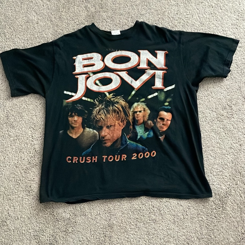 Vintage Y2K Bon Jovi Crush Tour 2000 Parking Lot Band T Shirt 22” x 27”